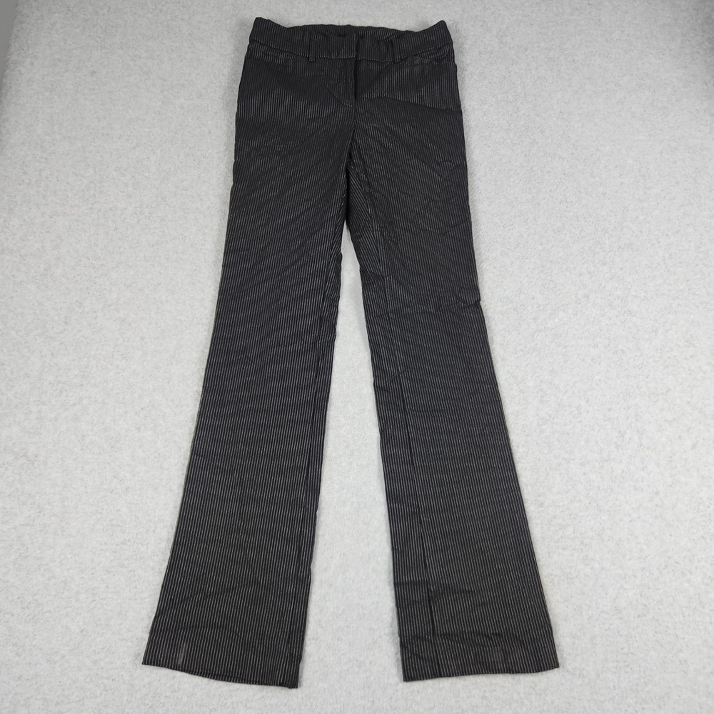 Max Rave Trousers Pants Womens 7 Black Pinstripe Stretch High Waisted Flare Leg